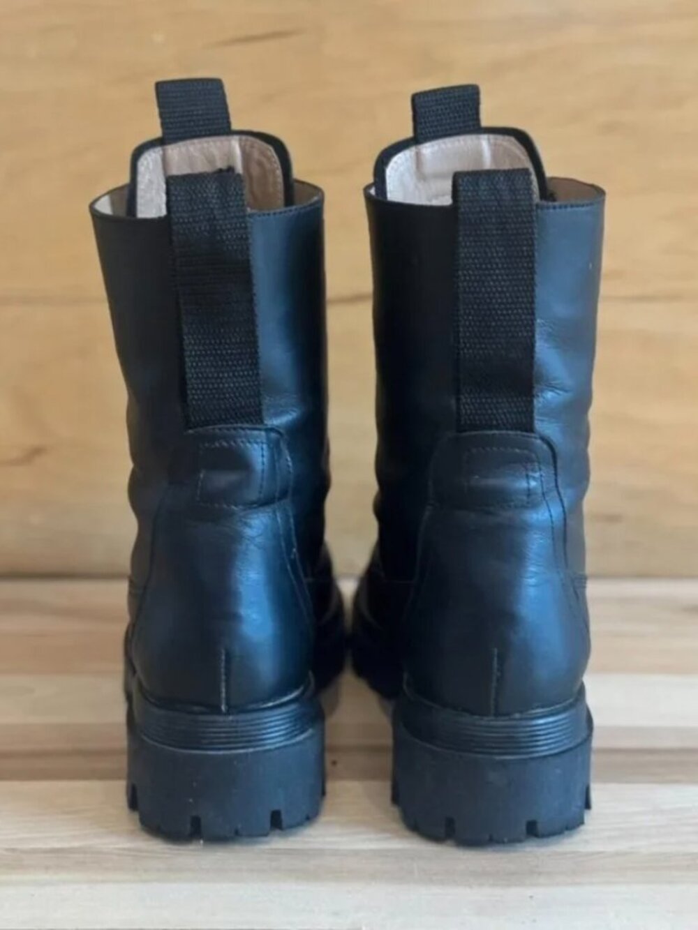 Flattered Black Leather Combat Boots - EU 37 - Picture 6 of 10